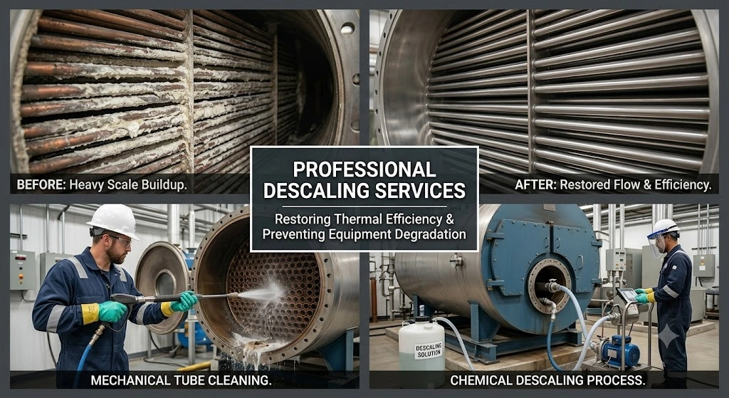 Professional descaling services for industrial boilers and condensers