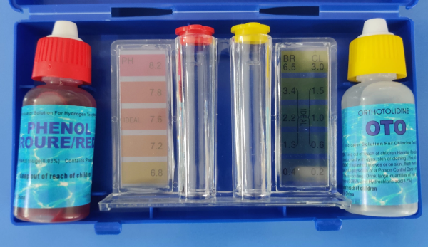 Dual test kit for swimming pool water quality